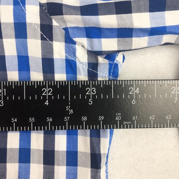 English Laundry Men's Size 16.5 (34/35) Blue White Checkered Button Down Shirt - Picture 7 of 11